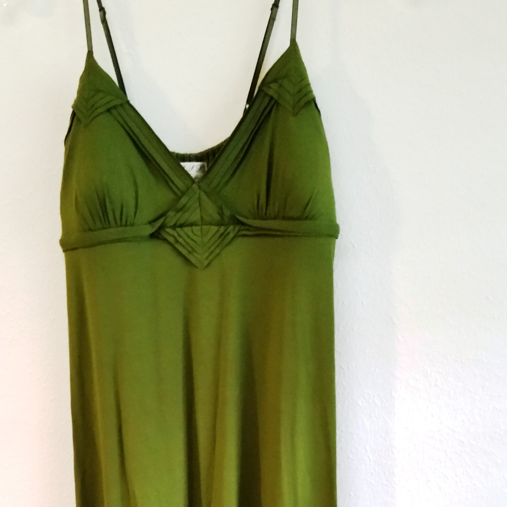 Olive Green Empire Waist Max Studio Maxi  Dress XS
